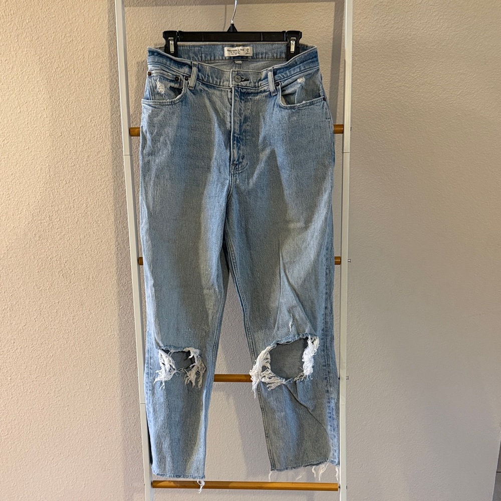 Abercrombie & Fitch Ripped Light Blue Boyfriend Jeans